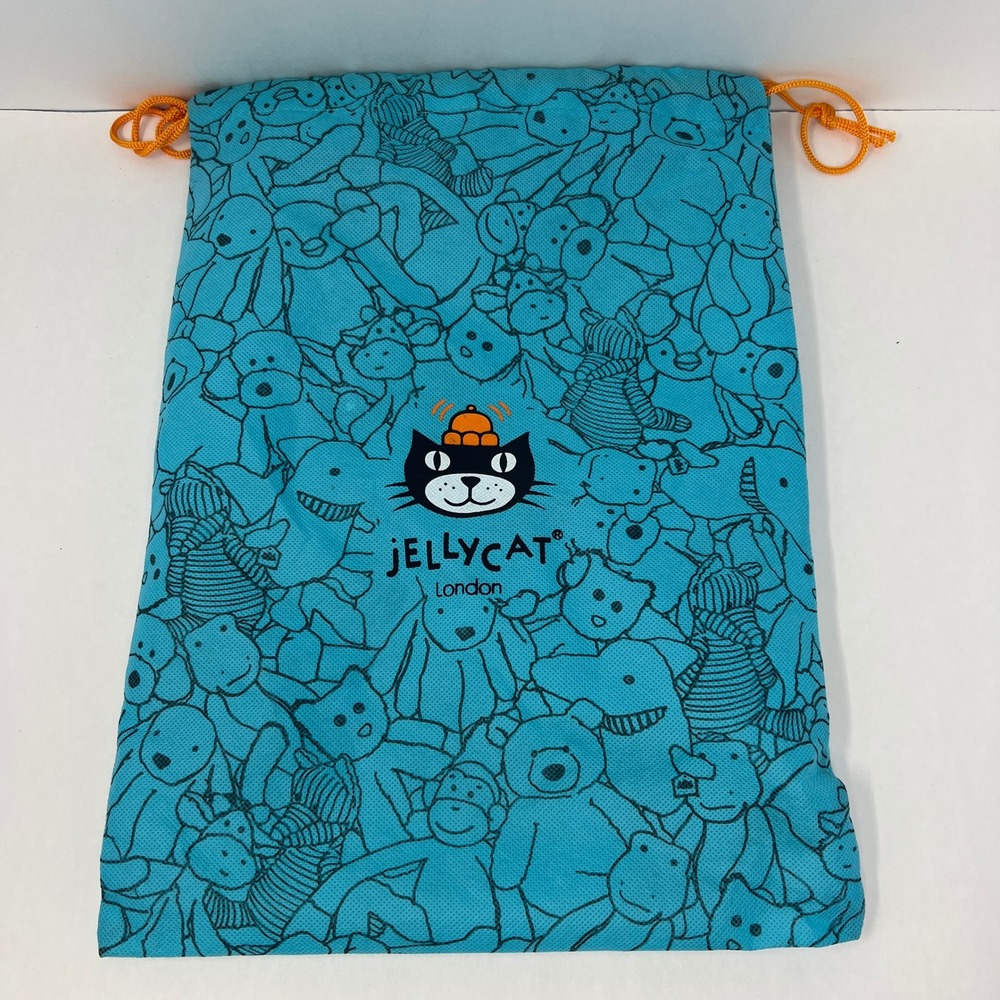 Jellycat London Blue Drawstring Bag Animal Print 11.5x15.5 Plush Toy Dust Pouch